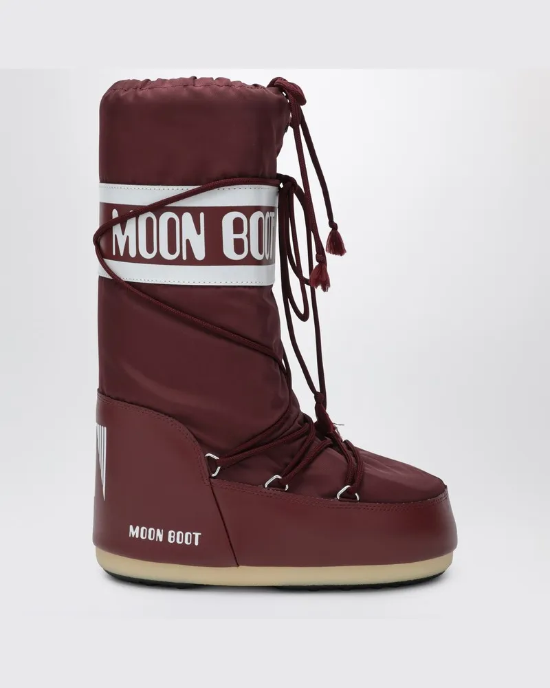 Moon Boot Bordeauxfarbener Icon-Stiefel aus Nylon Burgunderrot