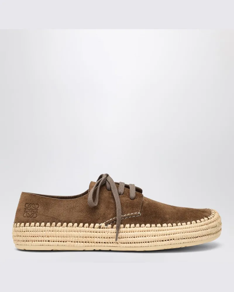 Loewe Rio-Schnürschuhe in Taupe aus Wildleder Braun