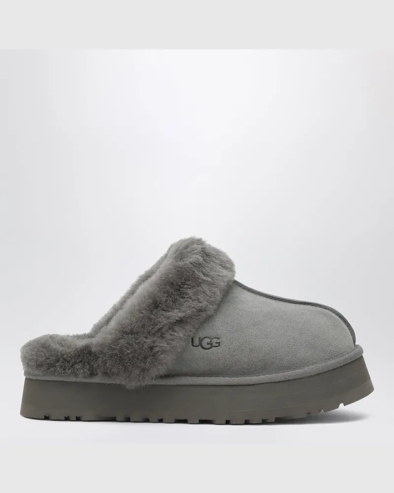 UGG Disquette graue Pantoletten aus Veloursleder Grey