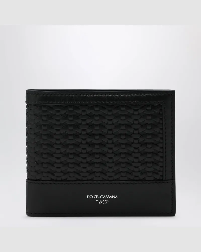 Dolce & Gabbana Geldbörse aus Kalbsleder mit Flechtmuster in Schwarz Black
