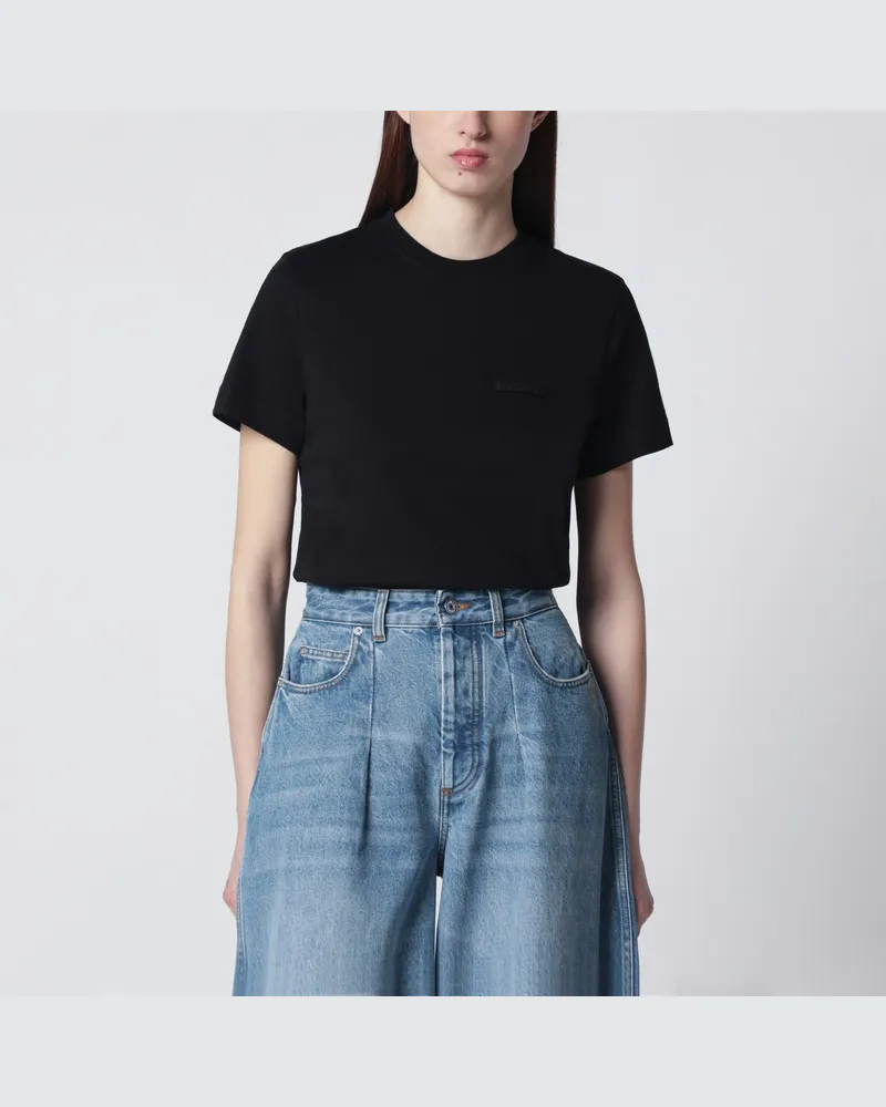 Jacquemus Schwarzes Baumwoll-T-Shirt mit Logo Black
