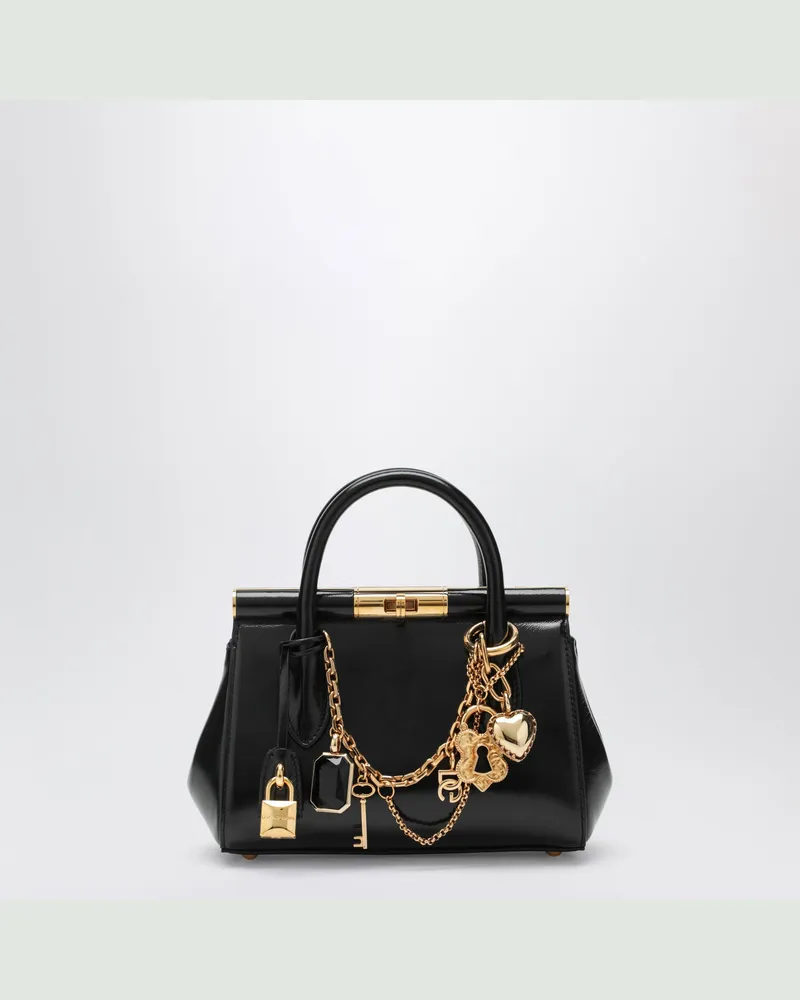 Dolce & Gabbana Marlene Mini-Handtasche aus Kalbsleder in Schwarz mit Charms Black