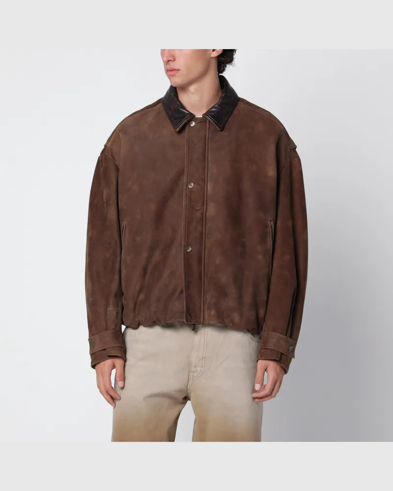 Salvatore Santoro Braune Jacke aus Veloursleder in Vintage-Optik Brown