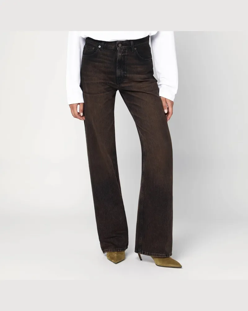 Haikure Braune Korea-Jeans mit Vintage-Effekt Braun