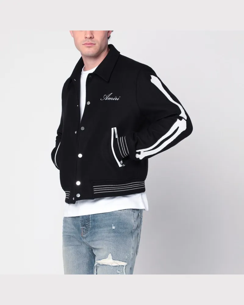 Amiri Schwarze Jacke aus Wollmischung mit Logo Schwarz