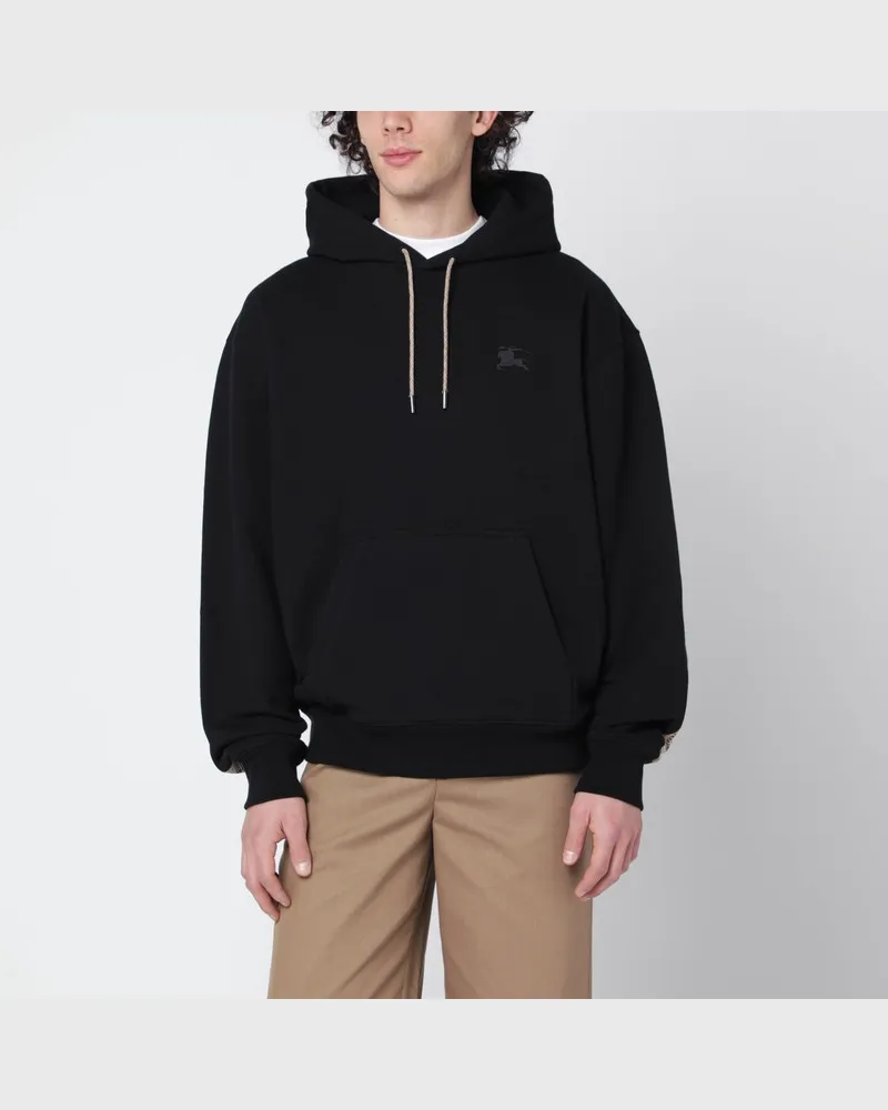 Burberry Schwarzes Sweatshirt mit Check-Muster-Einsätzen Schwarz