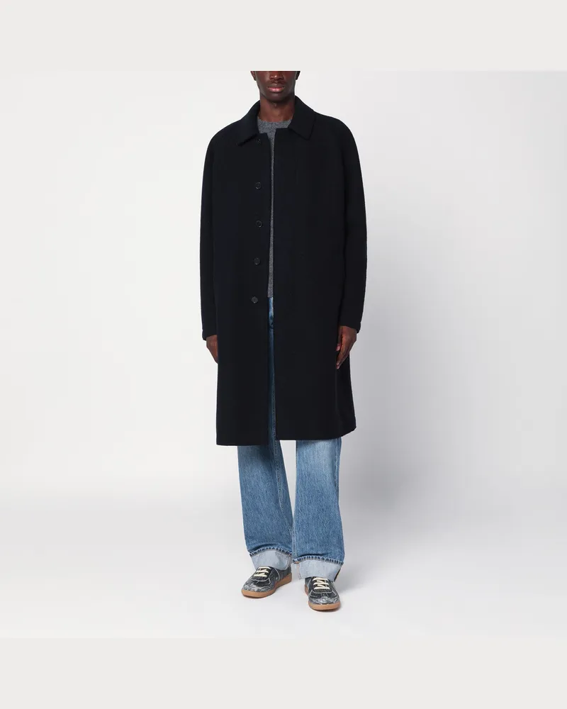 Harris Wharf London Einreihiger Mantel aus Wolle in Marineblau Blue