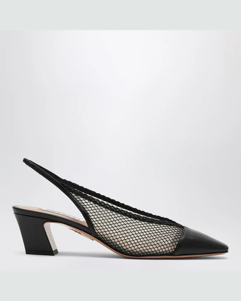 Aquazzura Margot Slingback schwarz aus Netz und Leder Black