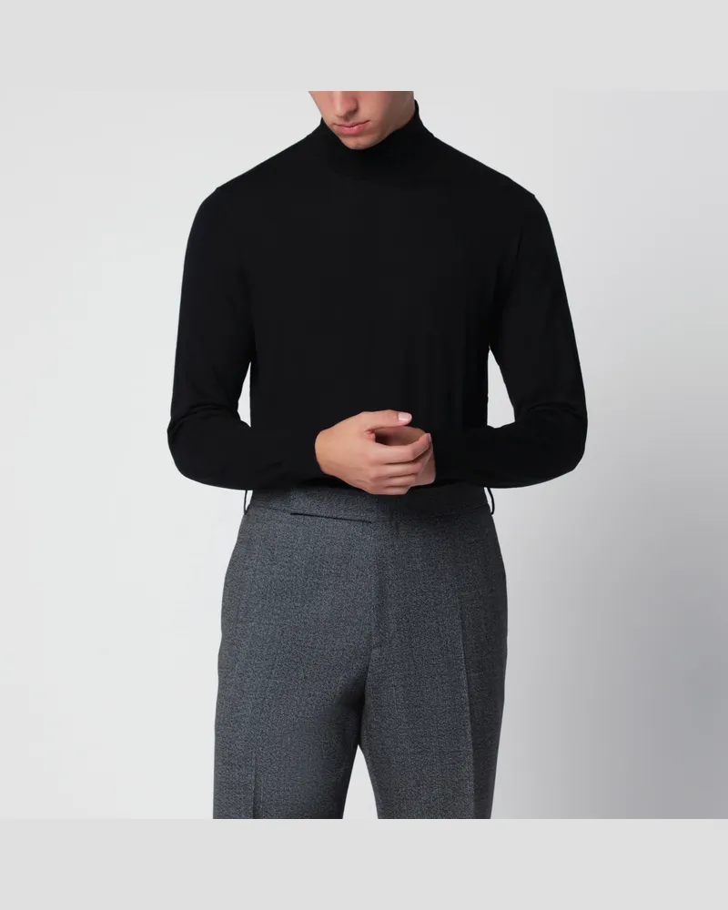 Drumohr  Schwarzer Rollkragenpullover aus Wolle Black