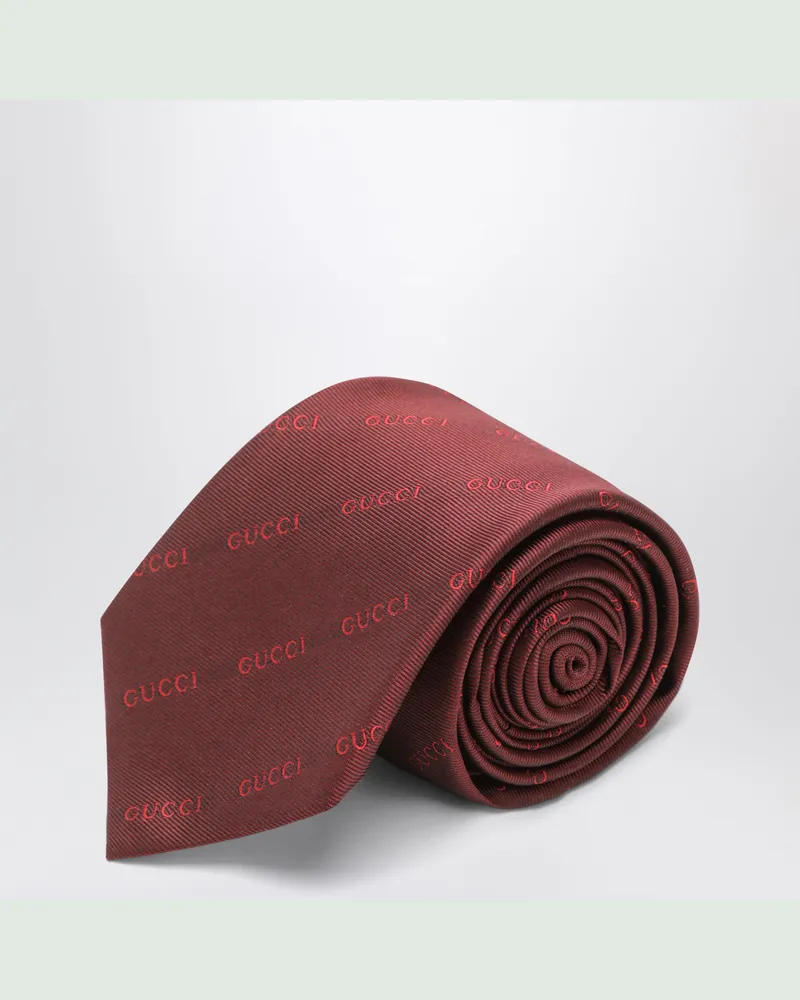 Gucci Rote Jacquard-Seidenkrawatte Red
