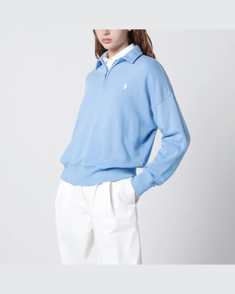 Ralph Lauren Hellblaues Baumwoll-Sweatshirt Mit Halbzip Blue