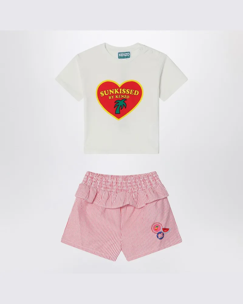 Kenzo Weiß/roter Zweiteiler aus Baumwolle Rot