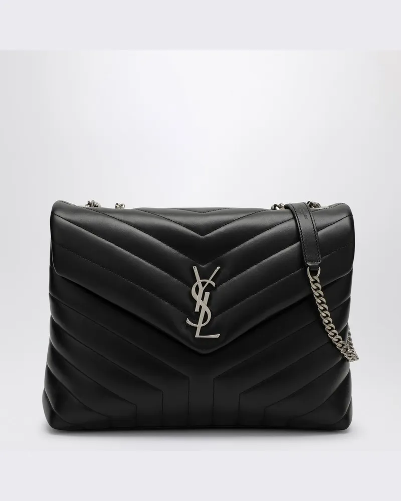Saint Laurent Mittelgroße Tasche Loulou schwarz/silber Schwarz