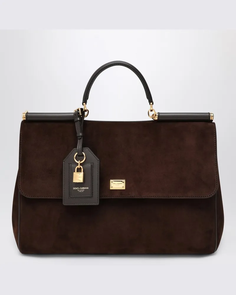 Dolce & Gabbana Ebony braunes Wildleder großes Tasche Mein Sizilien Braun