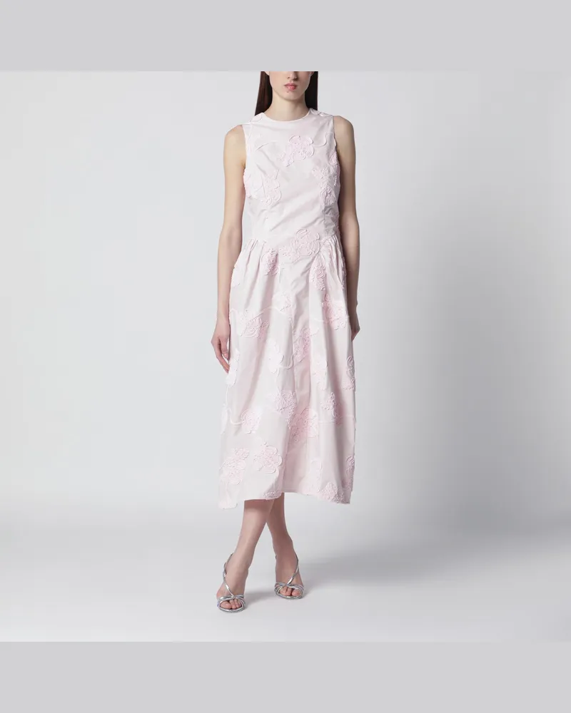 ROTATE Birger Christensen Orchideenrosa Midikleid mit floralen Stickereien 
