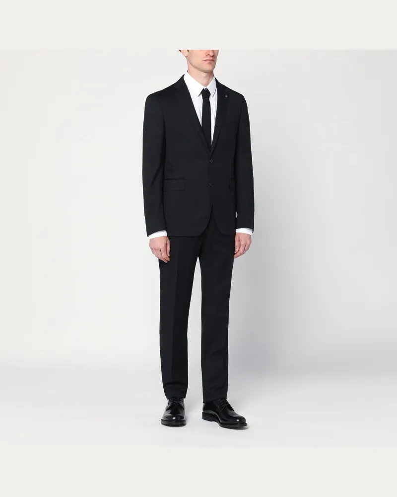 Tagliatore Schwarzer einreihiger Anzug aus Wolle Schwarz
