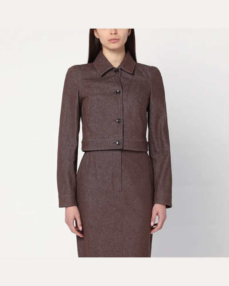 Max Mara Kurze braune Jacke in Denim-Optik 