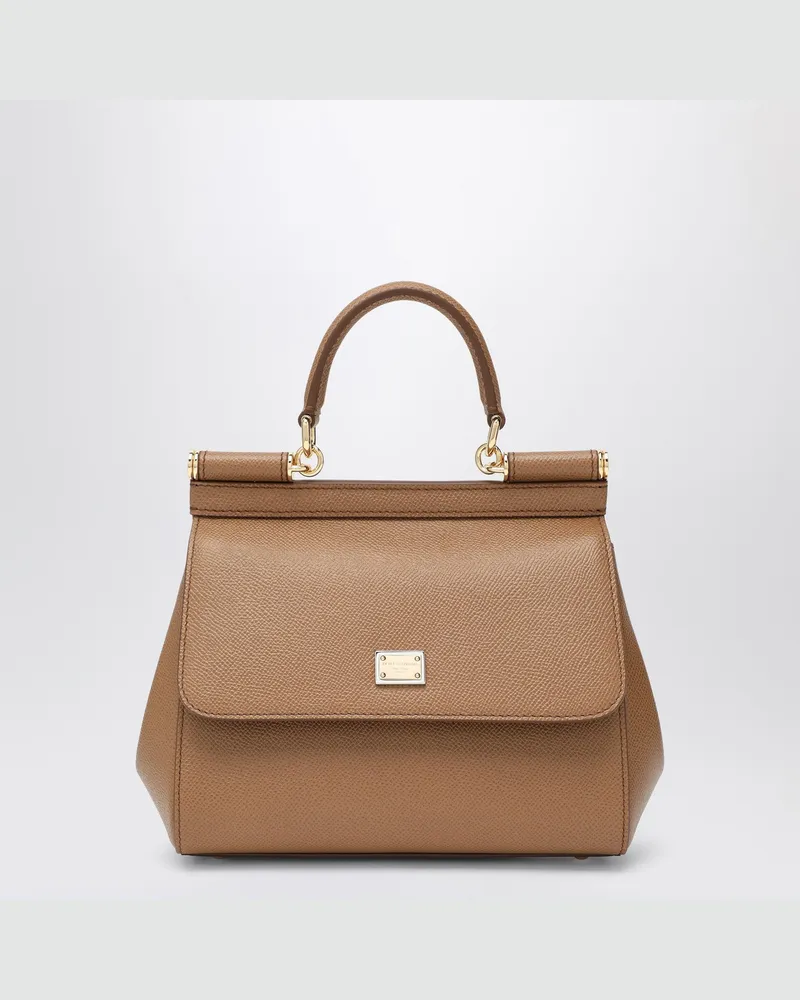 Dolce & Gabbana Mittlere karamellfarbene Sicily Handtasche Brown