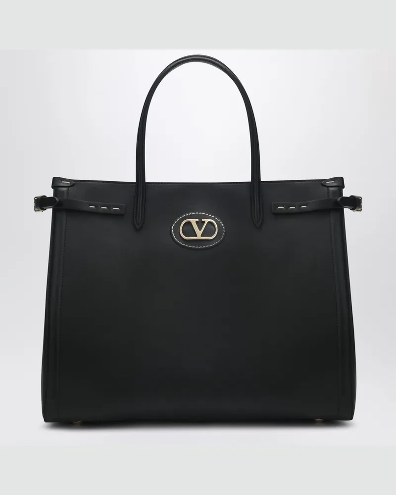 Valentino Garavani Schwarze Leder mittelgroße Antibes-Tasche Black