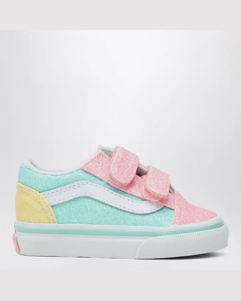 Vans Old Skool Sneaker rosa/blau/gelb mit Glitzer Mehrfarbig