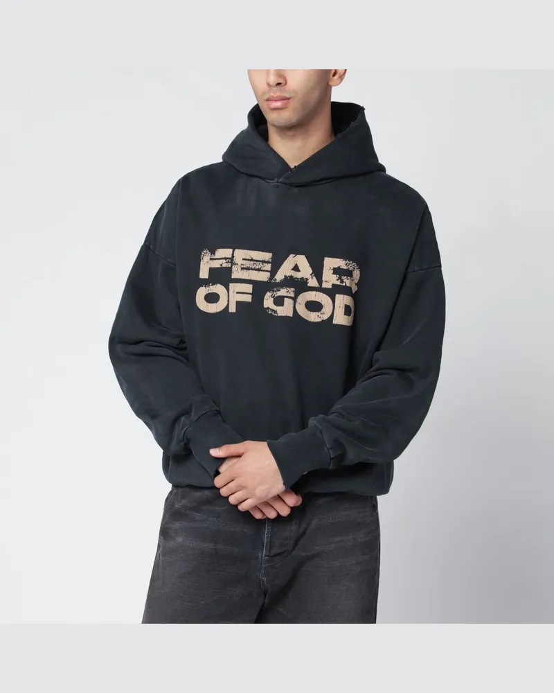 Fear of God Schwarzes Sweatshirt im Vintage-Look mit Logo-Print Schwarz