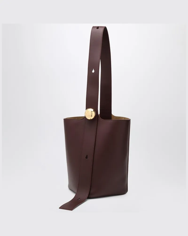 Loewe Mittelgroße Dark Burgundy Bucket Bag Pebble Burgunderrot