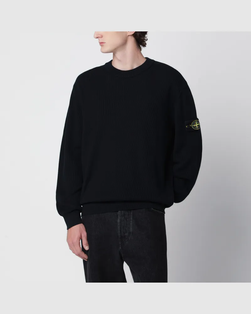 Stone Island Marineblauer Rundhalspullover aus Baumwolle Blue