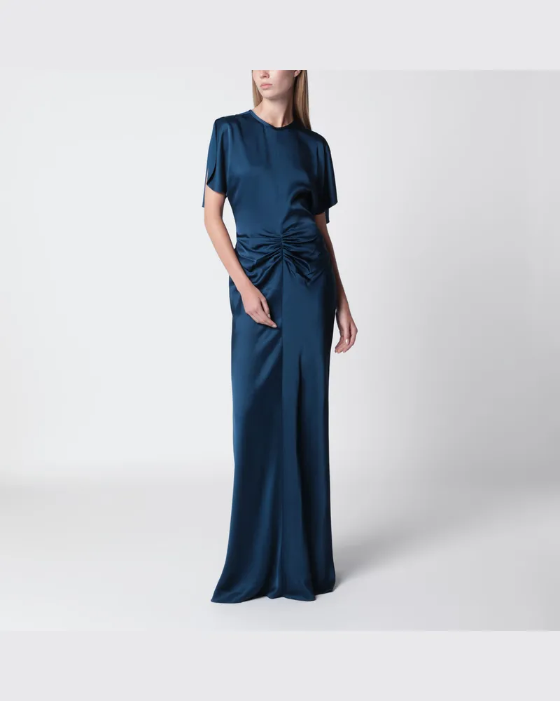 Victoria Beckham Isabella Maxikleid aus Satin-Crêpe in Ozeanblau Blue