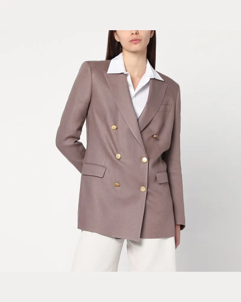 Tagliatore Zweireihige braune Leinenjacke Braun