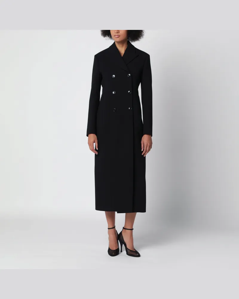 Alaïa Maßgeschneiderter Mantel in Schwarz aus Wollcrêpe Black
