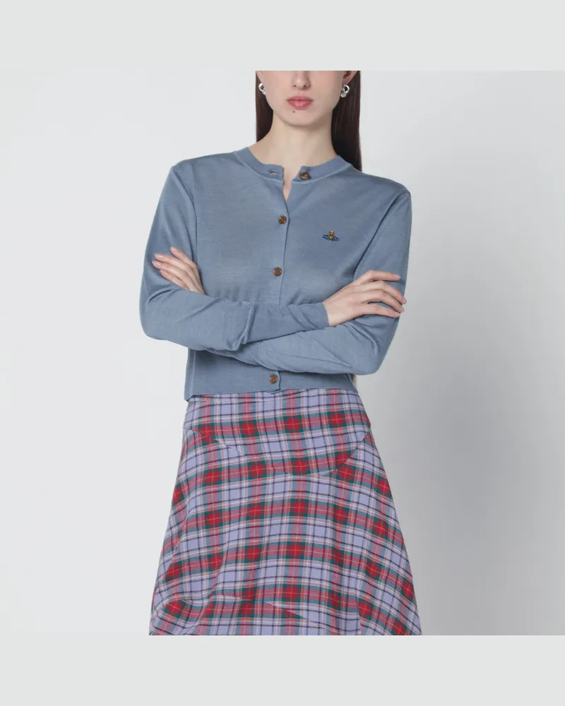 Vivienne Westwood Kurz geschnittener Cardigan aus Wolle und Seide in Eisblau Light