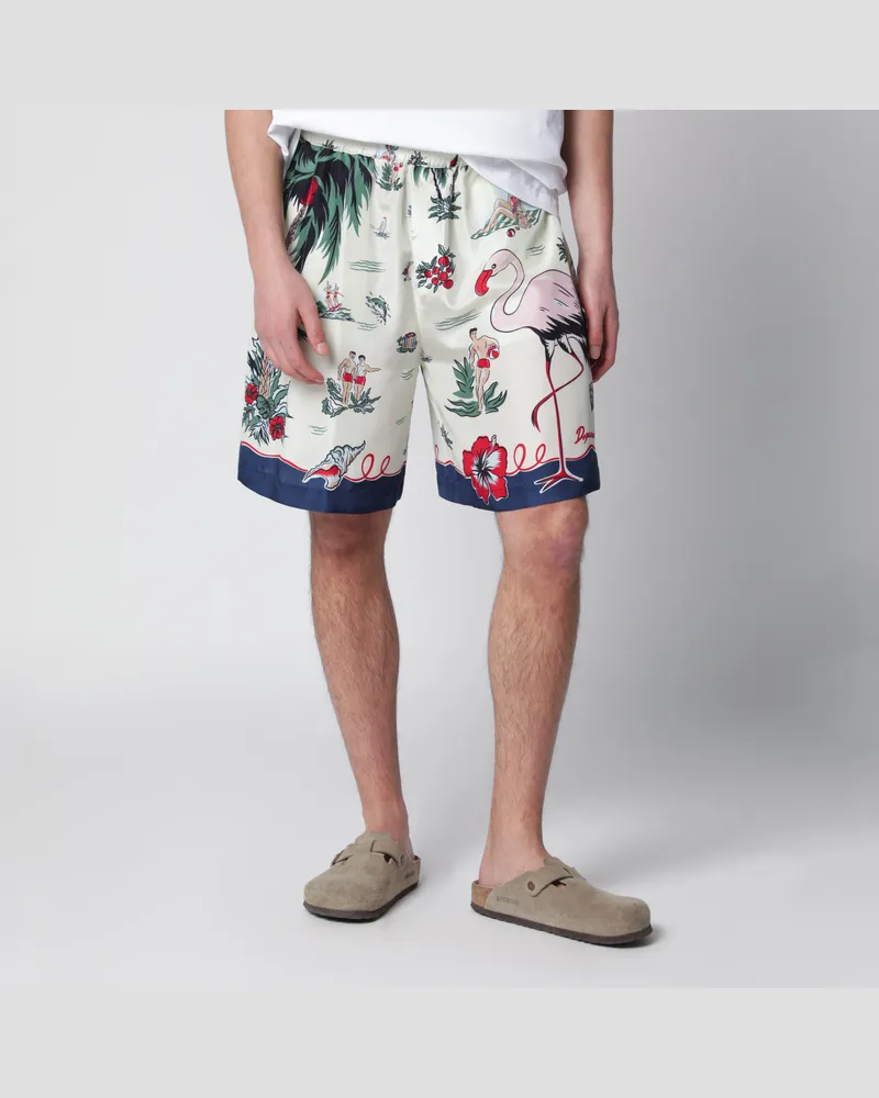 Dsquared2 Bermuda-Shorts aus Seide mit tropischem Print Multicolor