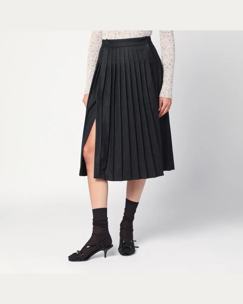 Prada Grauer Plissee-Wollrock Grau