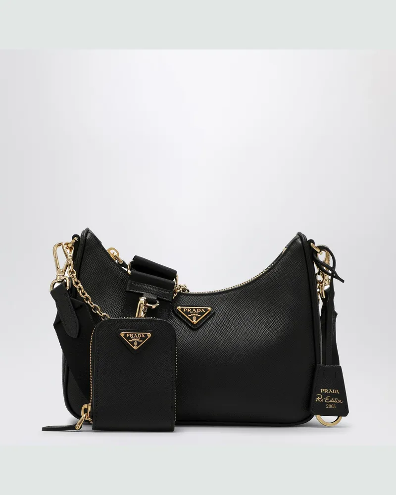Prada Re-Edition 2005 schwarze Ledertasche 