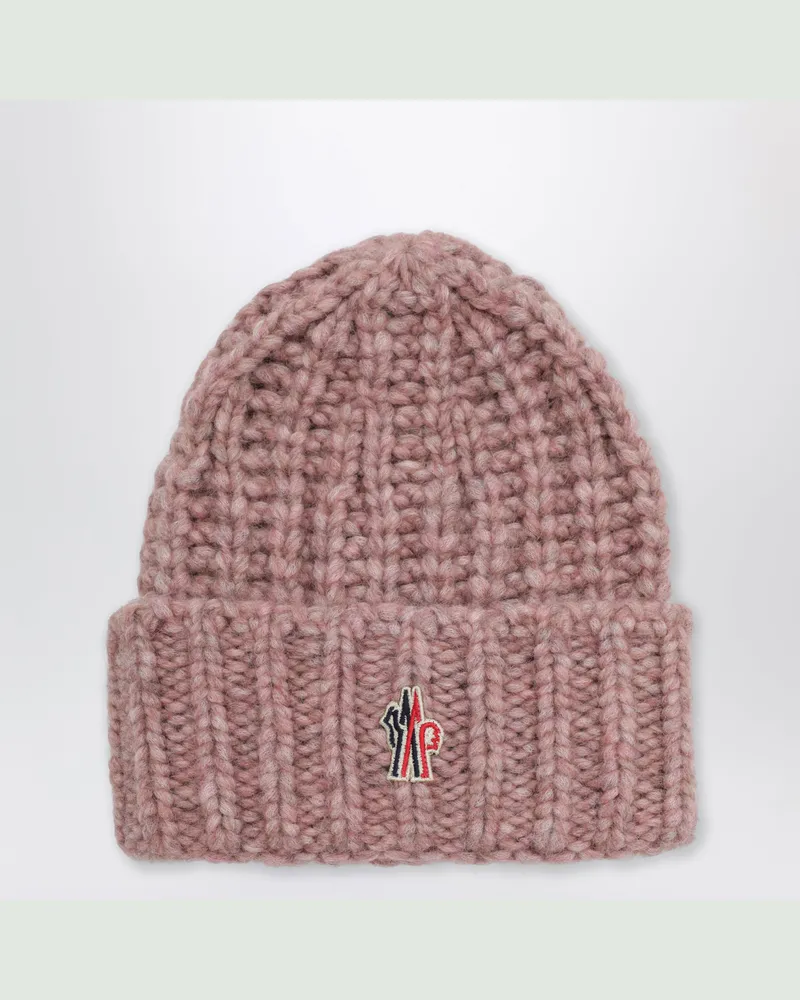 Moncler Kirschrosa gerippte Mütze aus Alpakamischung Pink