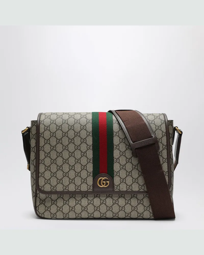 Gucci Umhängetasche mit Webdetail aus GG-Stoff beige/ebenholz Brown