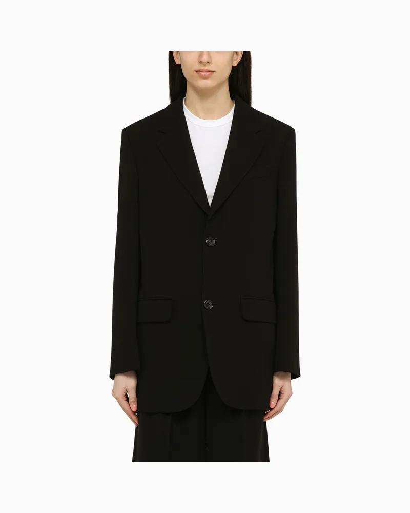 AMI Paris Einreihige schwarze Wolljacke Schwarz