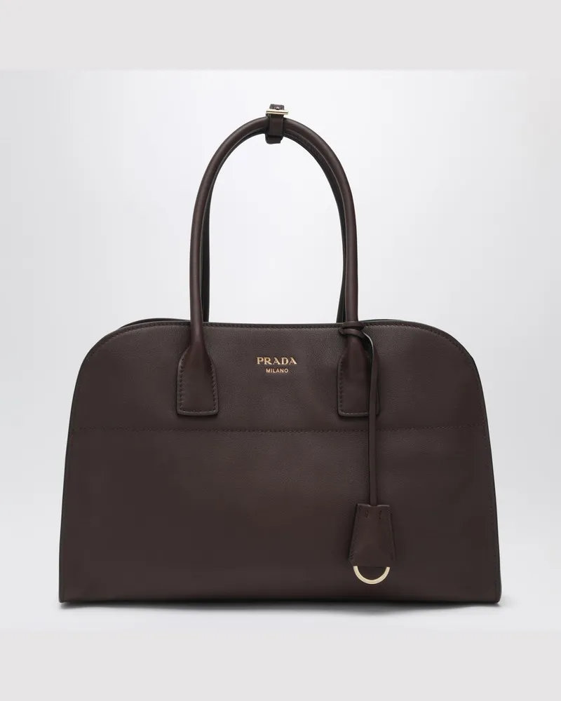 Prada Große Shoppingtasche in Radica-Farbe aus Leder Schwarz