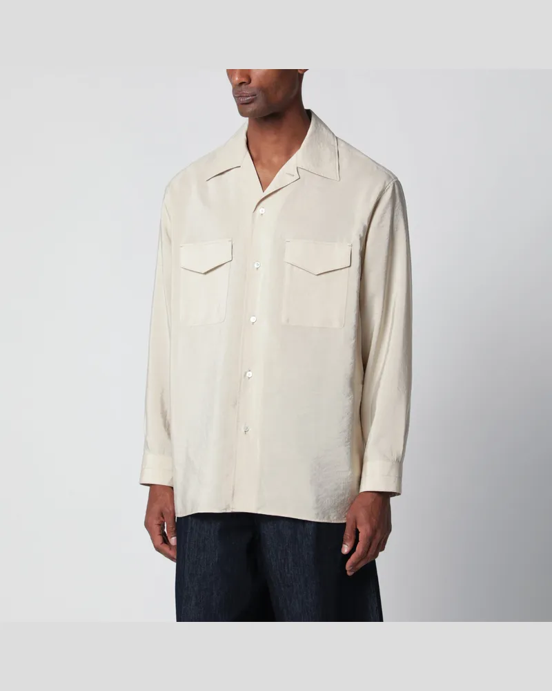 Christophe Lemaire Hellbeiges Hemd aus glattem Seidenmischgewebe Beige