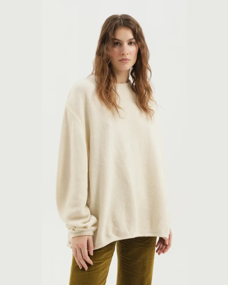 1989 STUDIO Weißer gerippter Pullover mit Schlitzen White