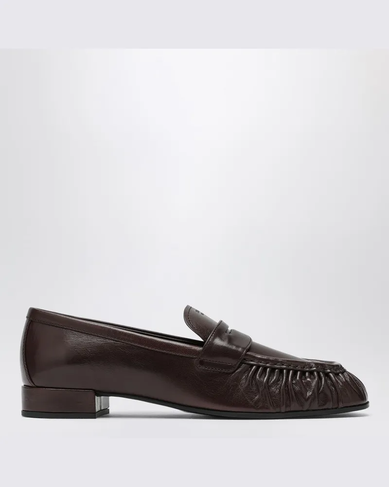 Prada Braune geraffte Loafer mit Logo Braun