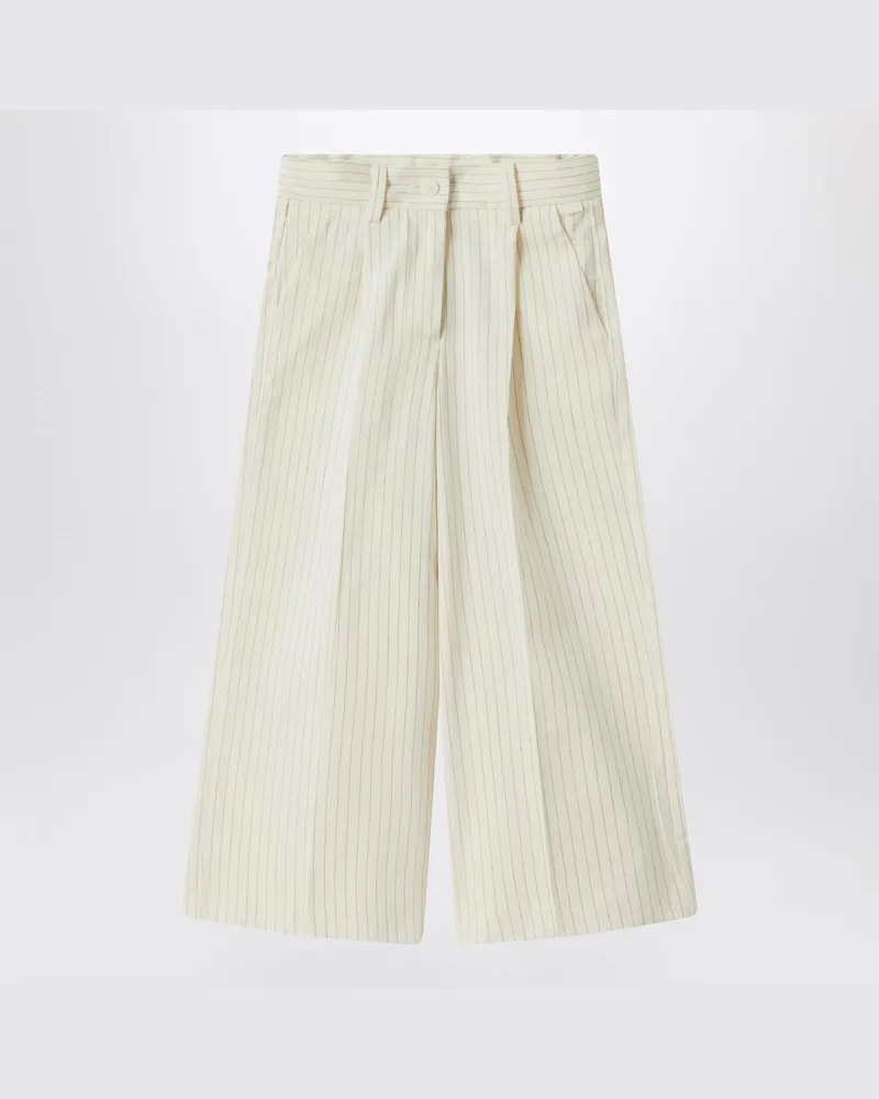 Il Gufo Gestreifte Hose aus Baumwolle Weiß