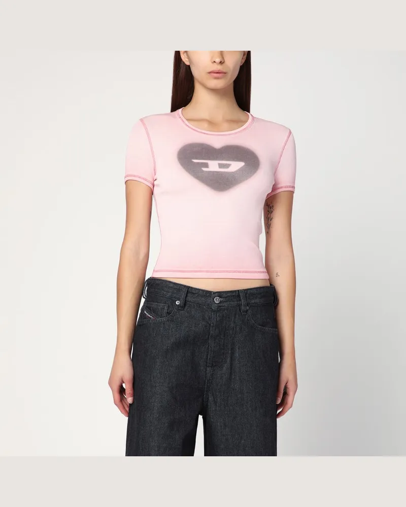 Diesel T-Ele T-Shirt in puderrosa Stretch-Baumwolle Rosa