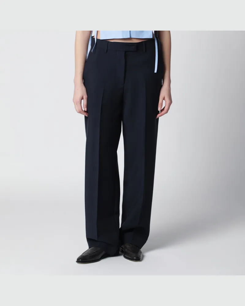 Miu Miu Marineblaue Hose aus Wollmischung Blue