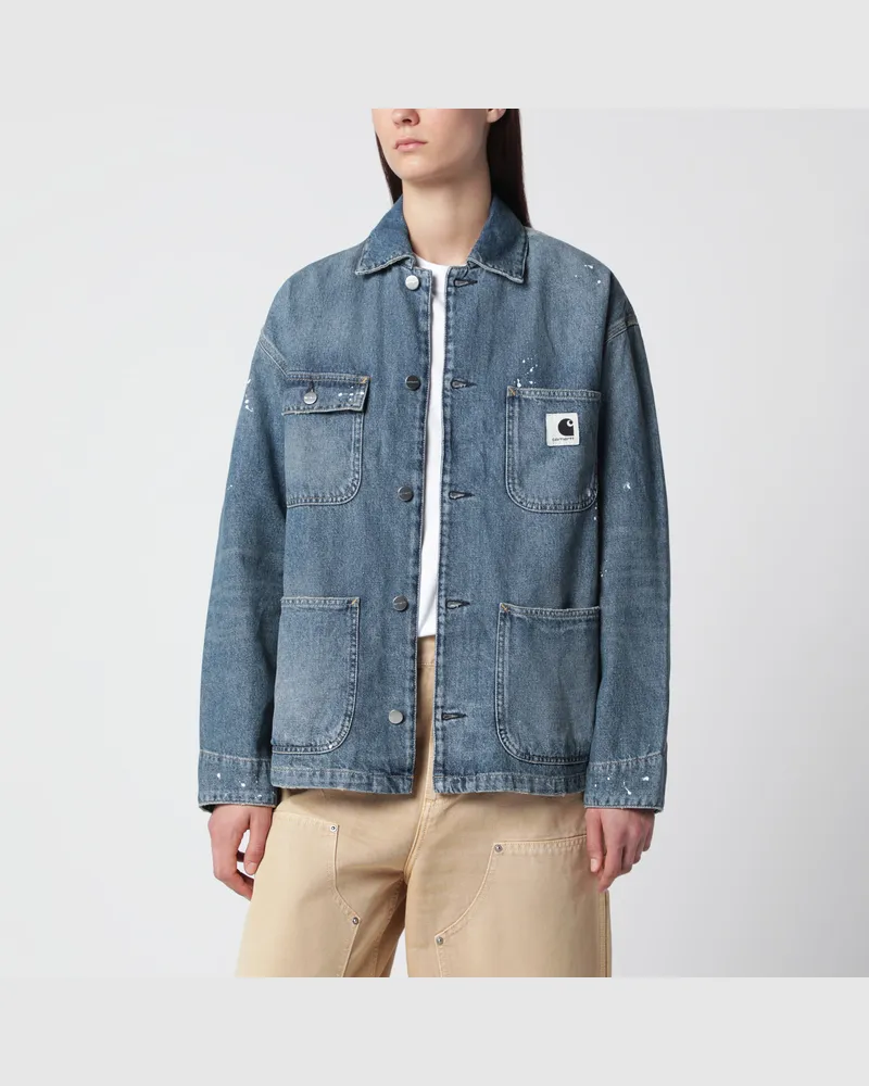Carhartt WIP OG Michigan Jacke aus blauem Destroyed-Denim Blue