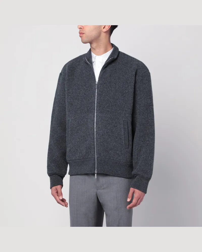 Thom Browne Graue Strickjacke mit Reißverschluss aus Wolle Grau