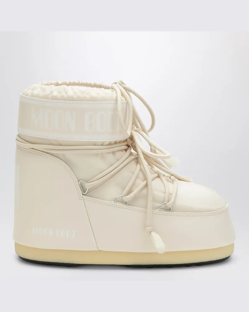 Moon Boot Icon Low Stiefel aus cremefarbenem Nylon Weiß