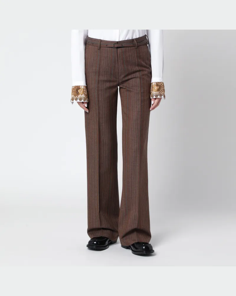 Dries van Noten Brown pinstripe trousers Brown