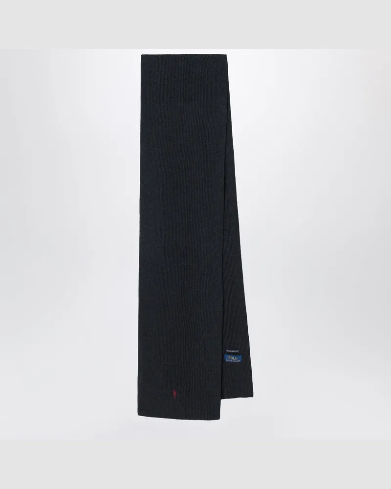 Ralph Lauren Dunkelgrauer Wollschal mit Pony Black