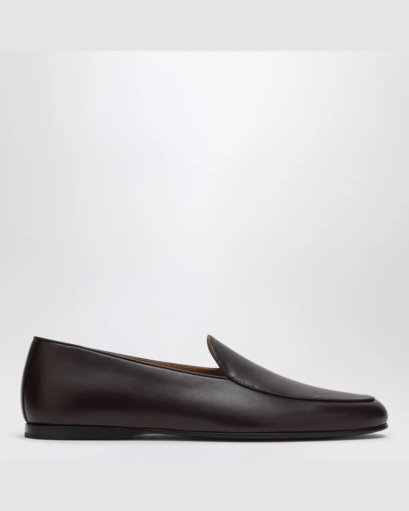 Loro Piana Anton Walk Loafer aus kaffeefarbenem Leder 